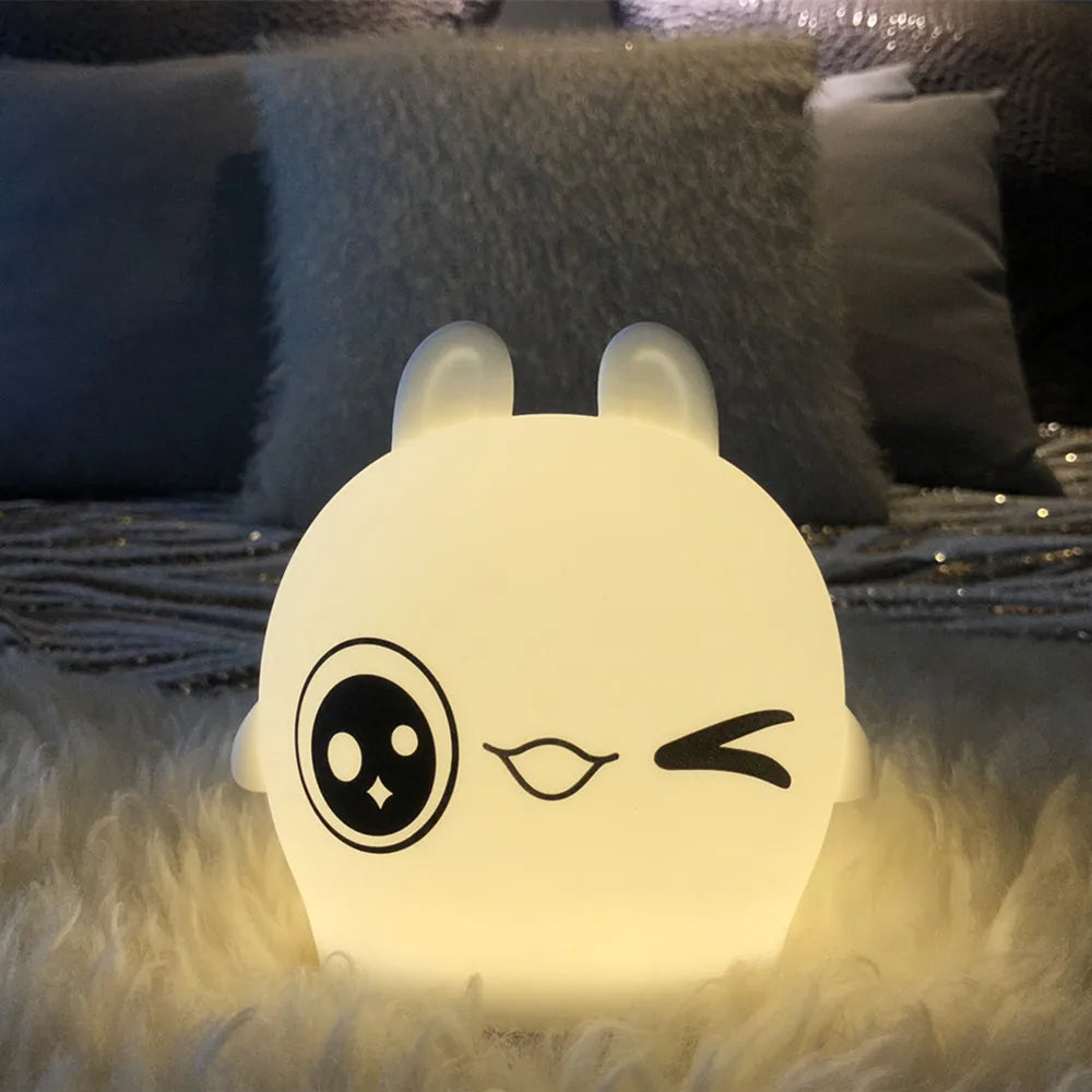 Rabbit Cow Cat LED Night Light Touch Sensor Colorful Battery Powered Silicone Animal Lamp for Children Baby Gift tableandwalllamps