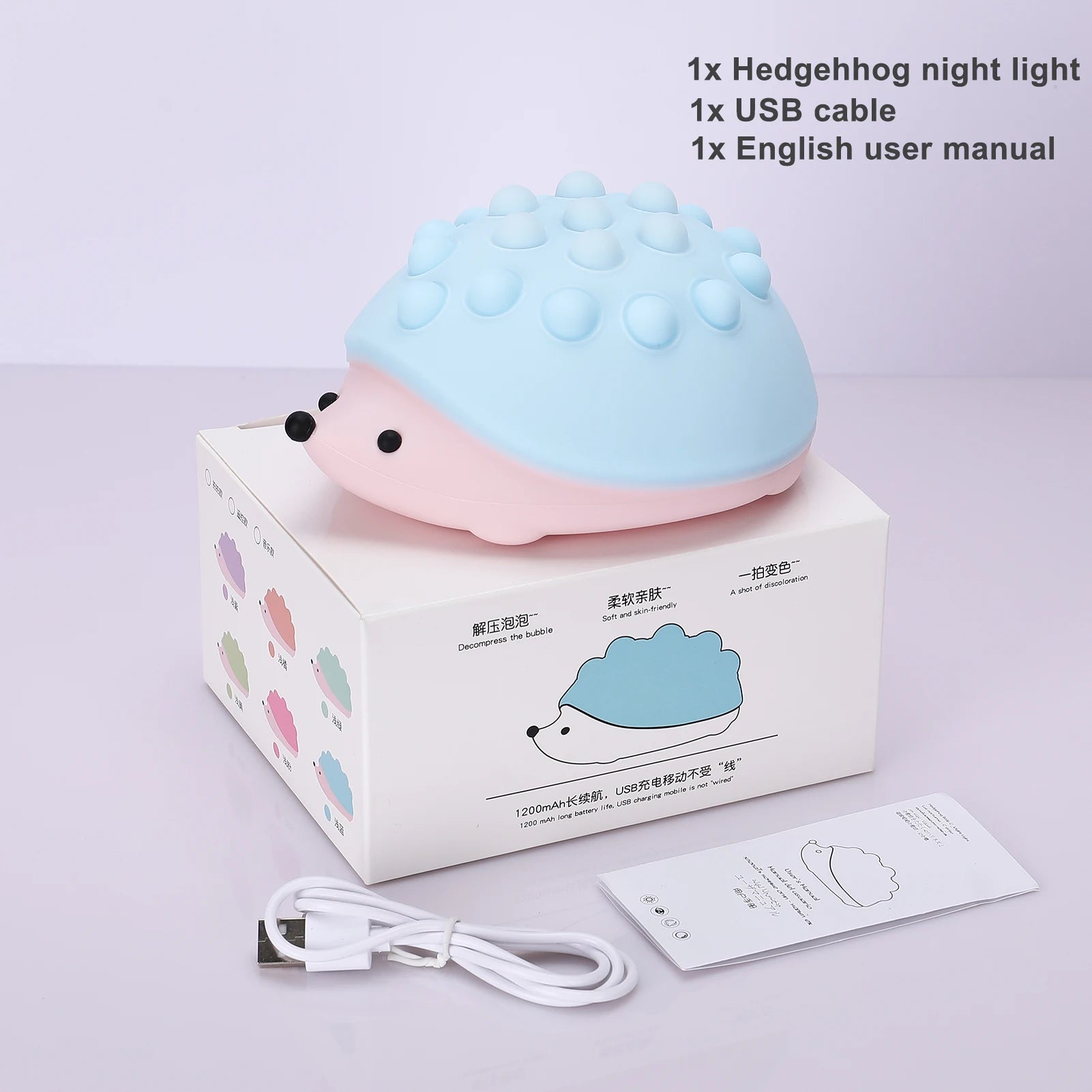 Office Decompression Toy Night Light Cute Hedgehog Colorful Eye Protection Baby Bedroom Nursing Lamp Creative Gift Child Friend tableandwalllamps