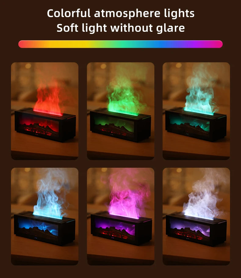 Fireplace Aroma Diffuser Colorful Flame Air Humidifier with Timer Remote and Waterless Auto Off for Home Office Birthday Gifts tableandwalllamps