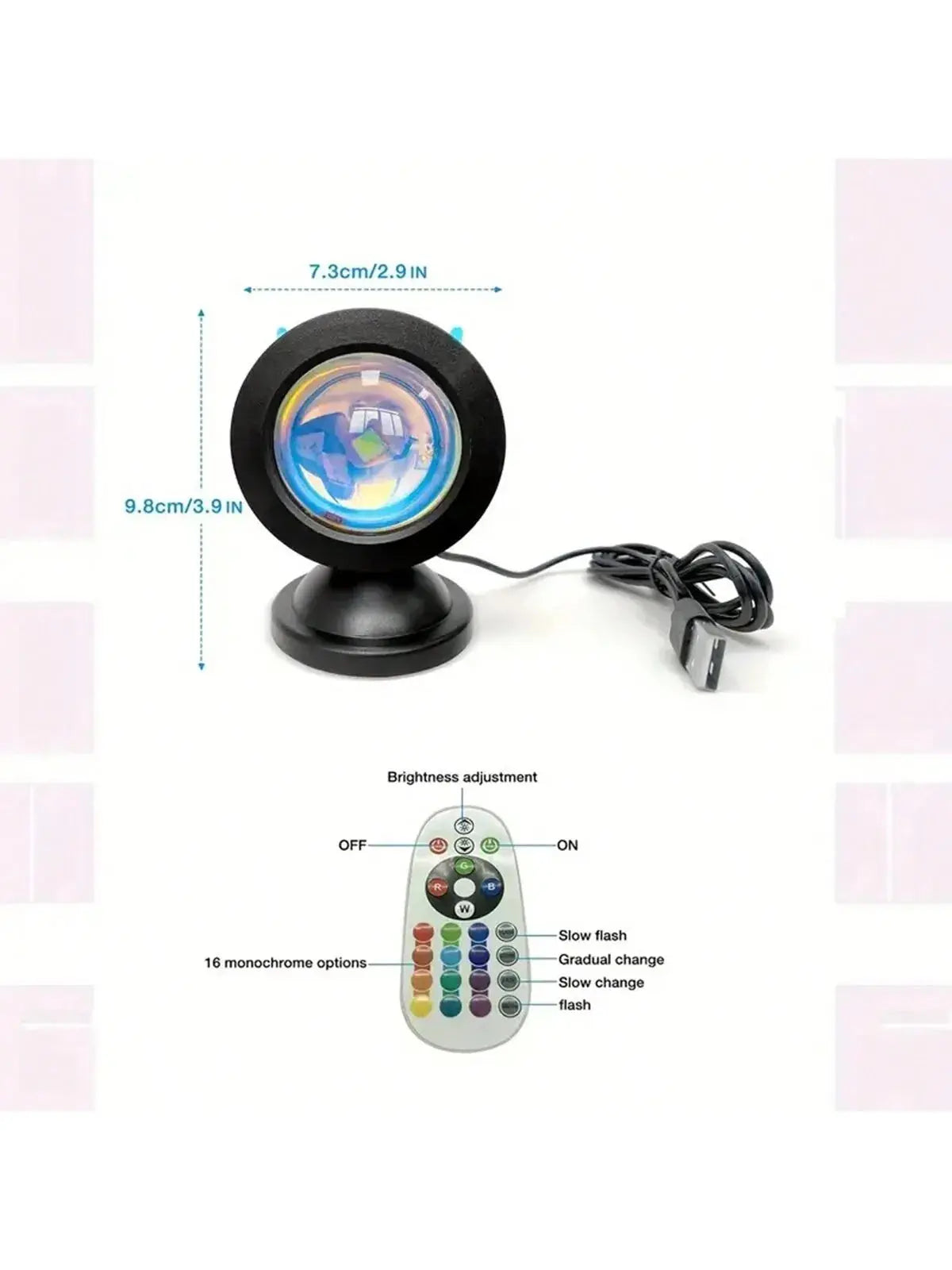 1pc-The new sunset light comes with earbuds and remote control in 16 colors Customized version tableandwalllamps