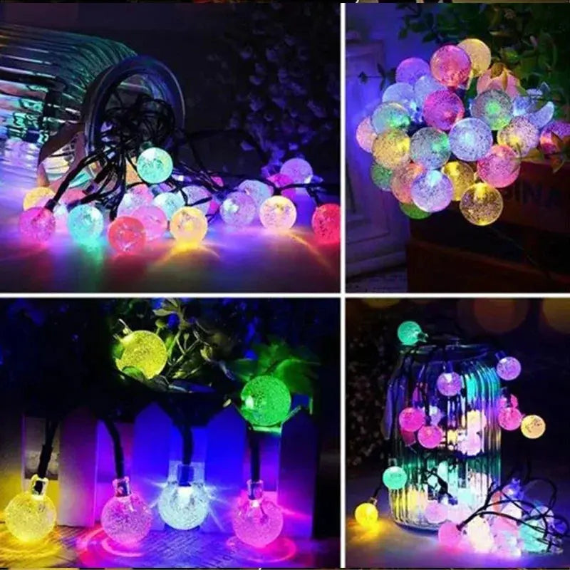 Solar String Lights Outdoor Crystal Fairy Light Chritmas Garland 8 Modes Waterproof Patio Light for Garden Party Decor tableandwalllamps