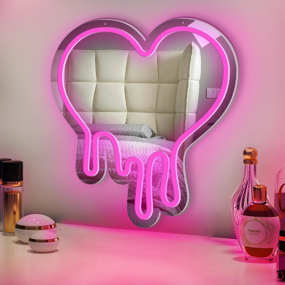 Butterfly Neon Sign for Bedroom, 16x14in Neutral Light Butterfly Mirror Neon Light USB Operated Wall Decor for Living Room, tableandwalllamps