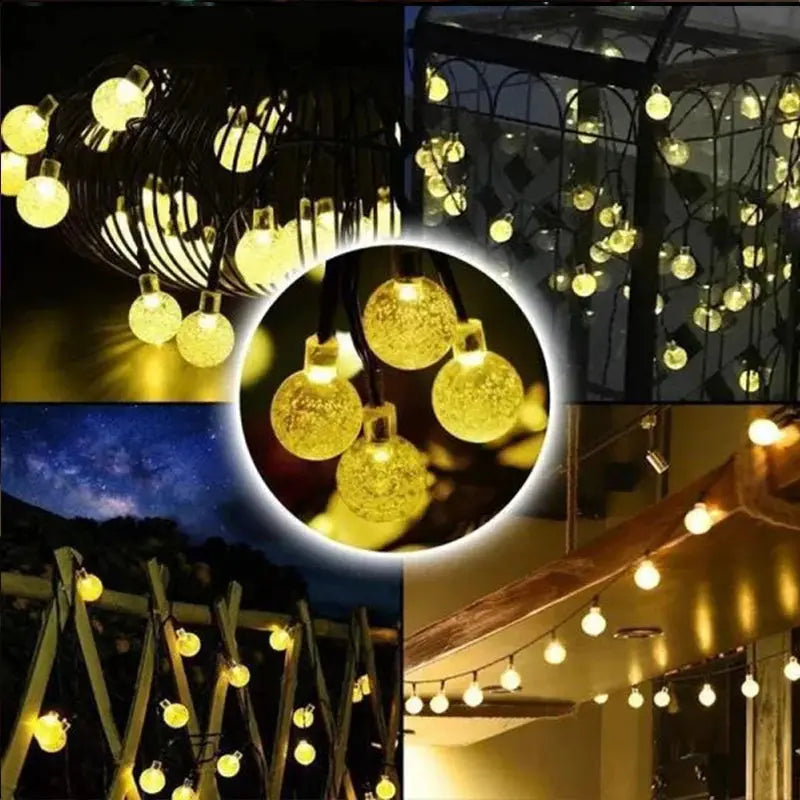 Solar String Lights Outdoor Crystal Fairy Light Chritmas Garland 8 Modes Waterproof Patio Light for Garden Party Decor tableandwalllamps