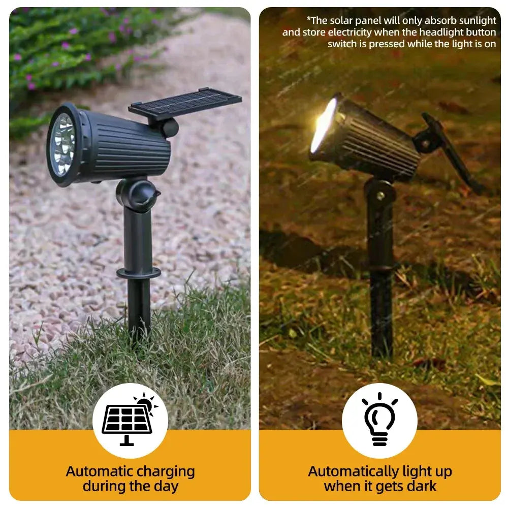 9 LED Solar Spot Lights IP65 Waterproof Outdoor RGB Solar Landscape Lights Brightness Adjustable for Garden Yard Palm Trees tableandwalllamps