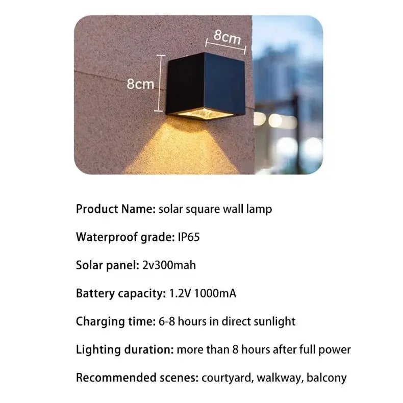 LED Solar Light Outdoor Garden Square Wall Lamp Outdoor Courtyard Garden Fence Lighting Wall Decoration Lamp tableandwalllamps