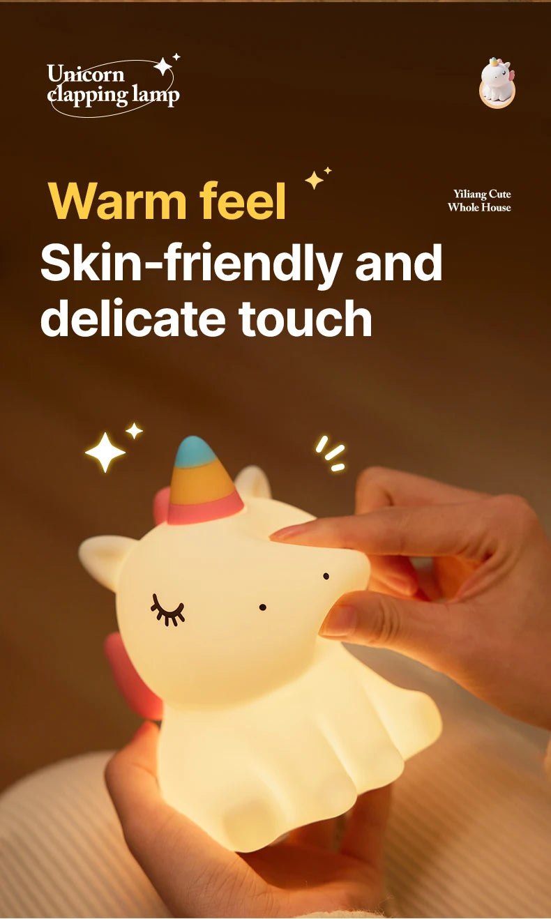 Unicorn Night Light Cute Silicone Nursery Lamp NightLight for Boys and Girls Squishy Night Lamp Room Bedside Decor Perfect Gift tableandwalllamps