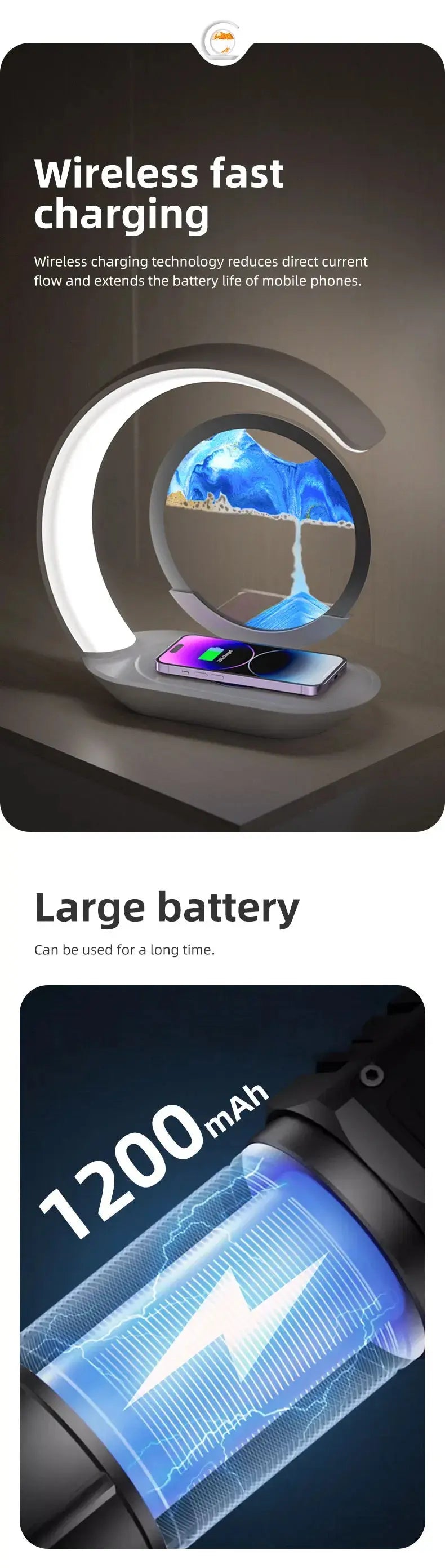 15W Wireless Charger with Quicksand Painting Night Lamp Table Top Decoration Fast Charging Station for iphone 16 Pro Max Charger tableandwalllamps