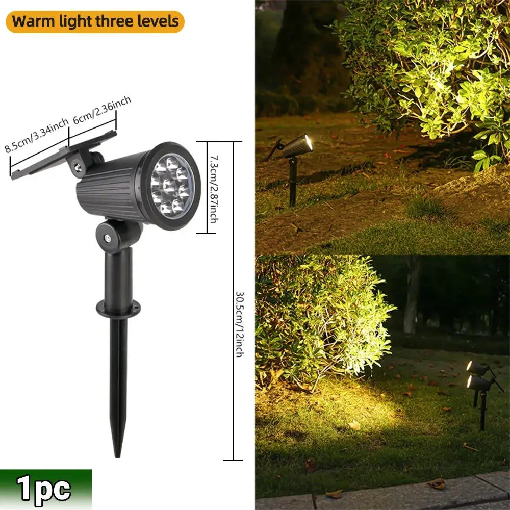 9 LED Solar Spot Lights IP65 Waterproof Outdoor RGB Solar Landscape Lights Brightness Adjustable for Garden Yard Palm Trees tableandwalllamps