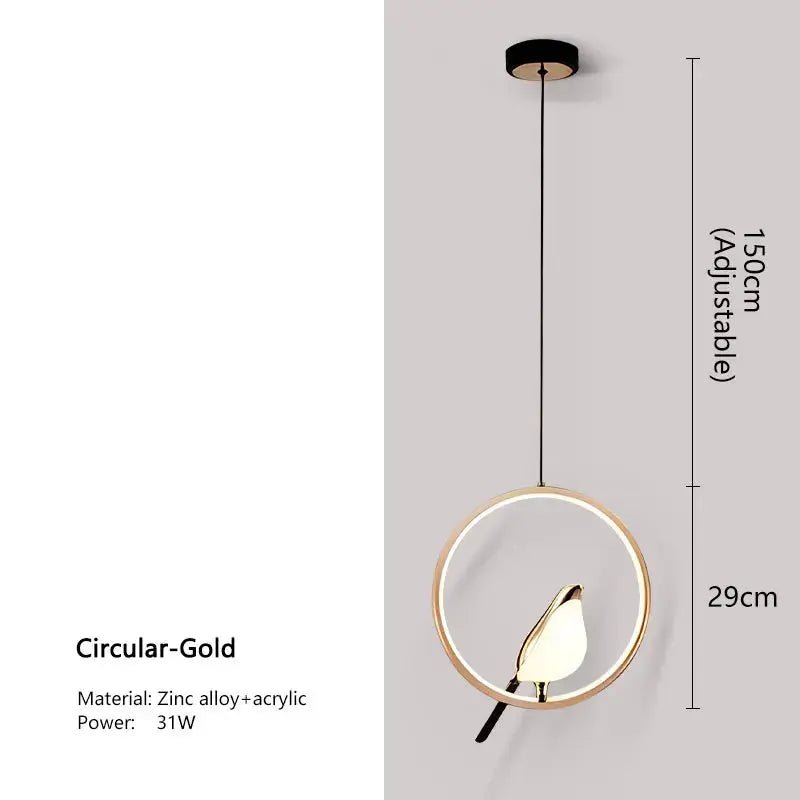 Magpie Bird LED Cord Pendant Lamps AC85-265V Indoor LED Chandelier Lights for Bedside Bedroom Indoor Black Silver Hanging Lights tableandwalllamps