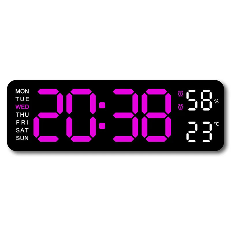 9 Inch Large Digital Wall Clock USB Powered TEMP Humidity Week Auto Dimmer DST Table Clock 12/24H Electronic LED Alarm Clock tableandwalllamps