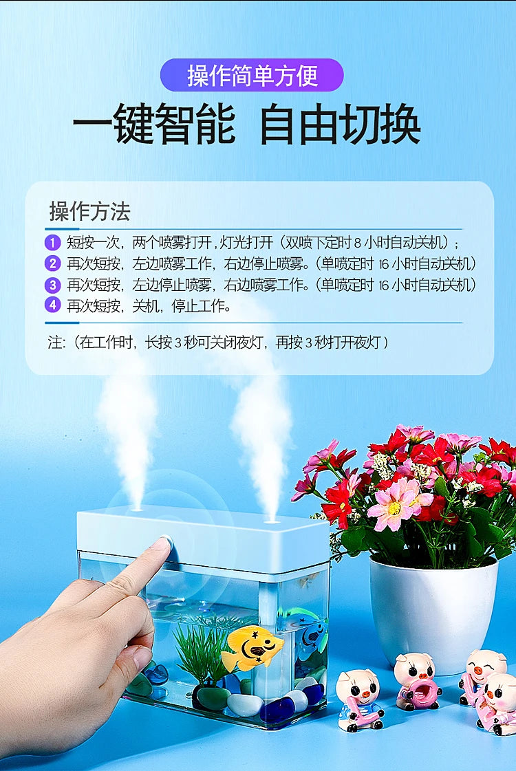 USB Humidifier Dual Nozzle Essential Oil Diffuser Large Mist Volume Silent Ultrasonic Air Purifier Desktop Aromatherapy Machine tableandwalllamps