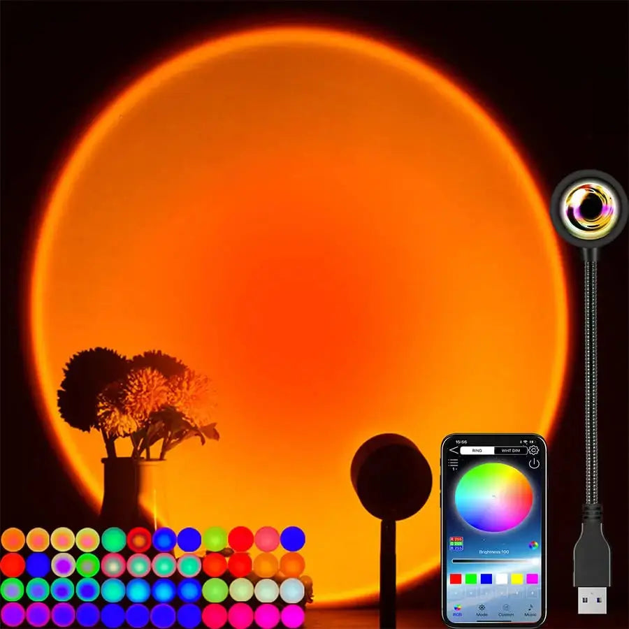 Tuya Smart Sunset Lamp USB Projector LED Night light with Remote Bluetooth App Control Atmosphere Mood Light for Photography tableandwalllamps