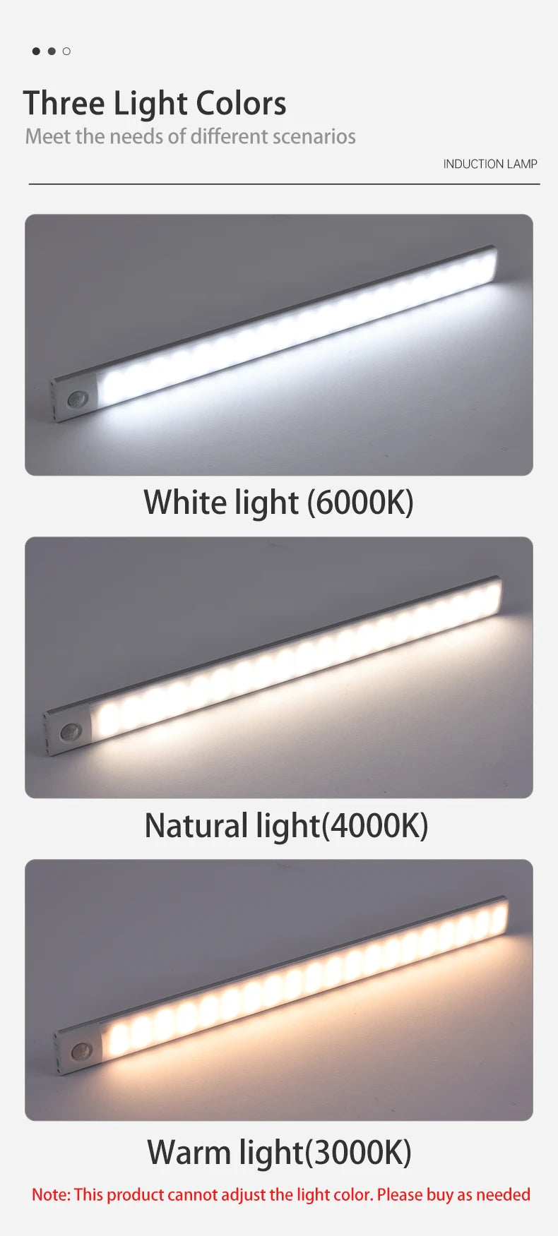 LED Cabinet Light USB Type-C Rechargeable Motion Sensor Led Lamp for Kitchen Wardrobe Cabinet Lighting 20cm/30cm/40cm/50cm/60cm tableandwalllamps