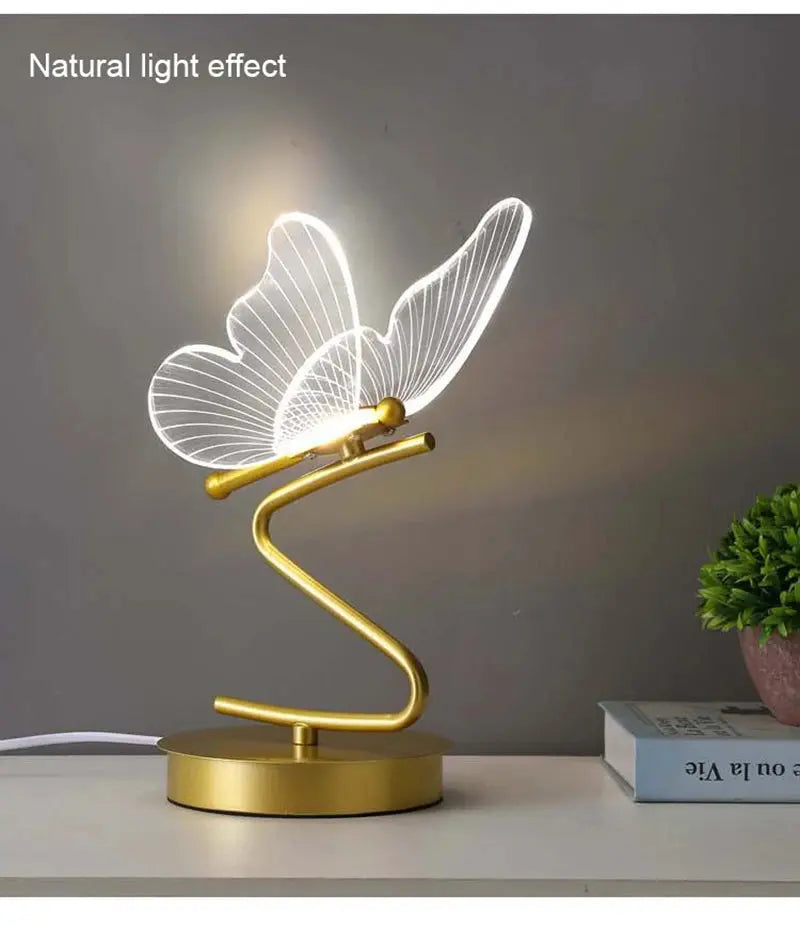 Nordic Butterfly Table Lamp USB Indoor Lighting Switch Button Home Decor Bedroom Bedside Living Room Dinner LED Desk Lamps tableandwalllamps