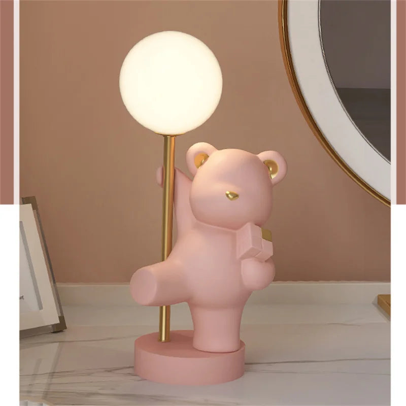 Nordic Pink Rabbit Table Lamp Atmosphere Night Light Luxury Birthday Wedding Gift Nightlights Ins Cute Bunny Bedroom Decoration tableandwalllamps