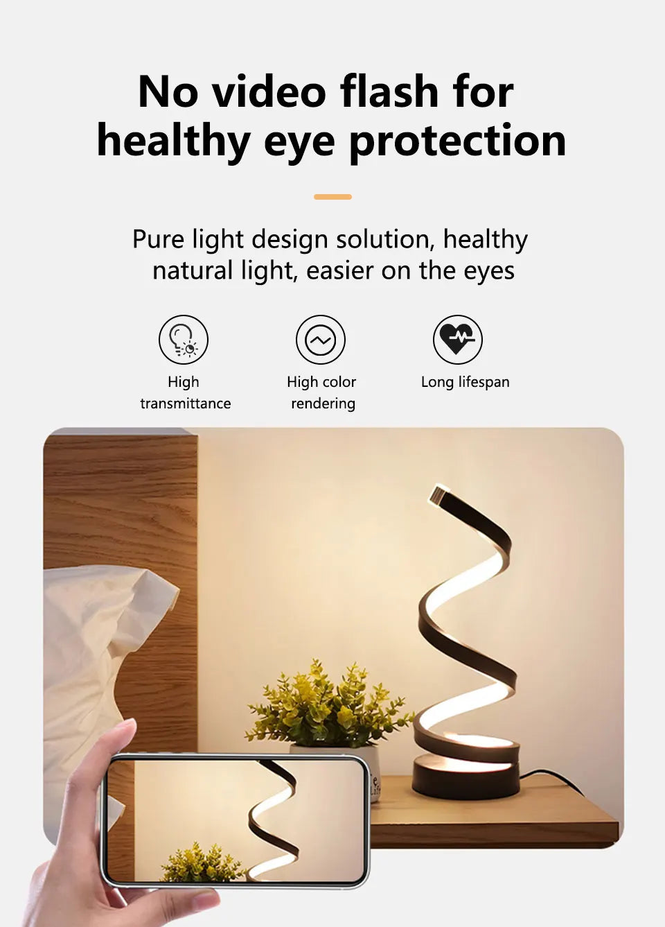 Modern Spiral Table LED Night Light Dimmable Desk Lamp Living Room Nightstand Lamp Bedside Table Study Office Bedroom Decoration tableandwalllamps