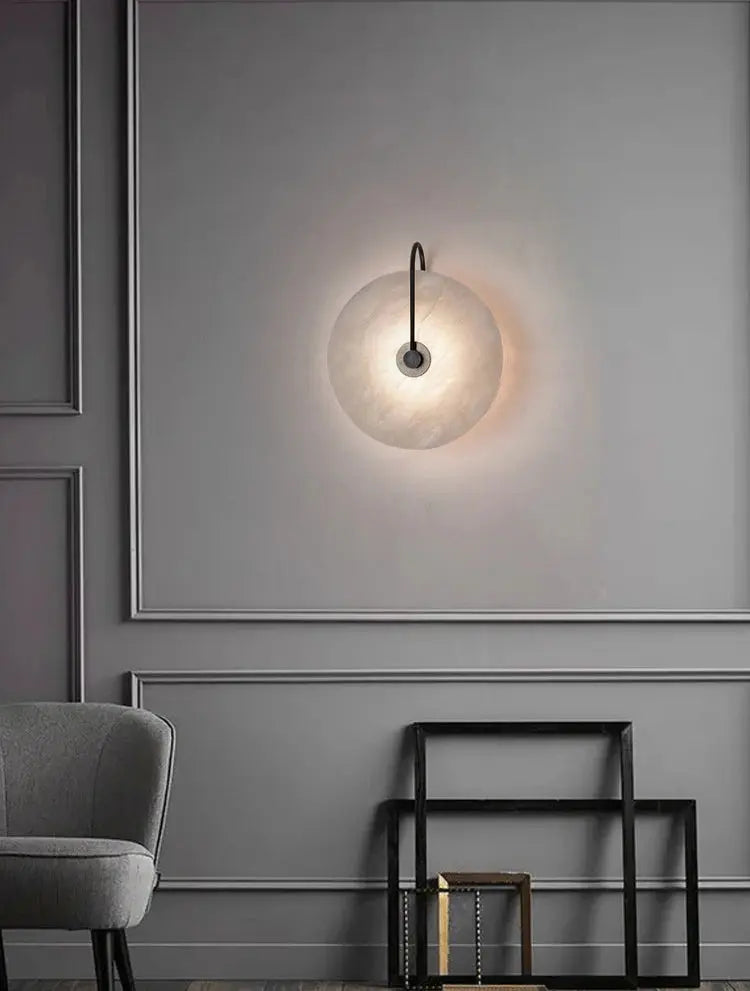 Bedroom bedside study decorative Circle Wall Light Indoor Corridor Living Room Hotel Background Modern Art stone led Wall Lamp tableandwalllamps