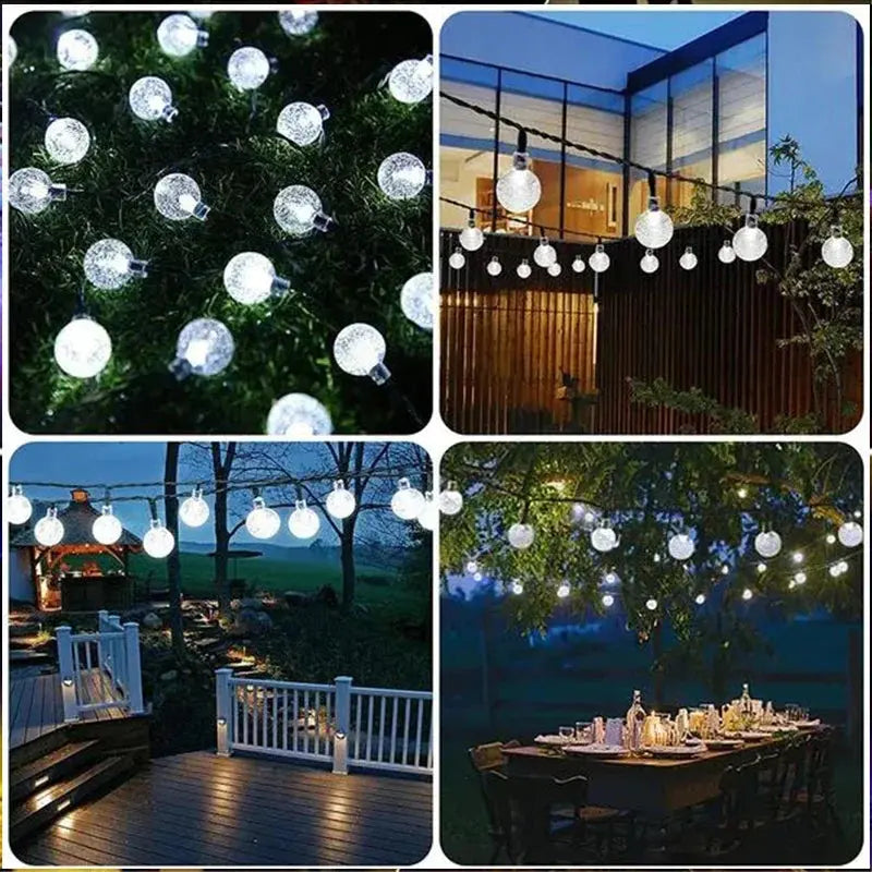 Solar String Lights Outdoor Crystal Fairy Light Chritmas Garland 8 Modes Waterproof Patio Light for Garden Party Decor tableandwalllamps