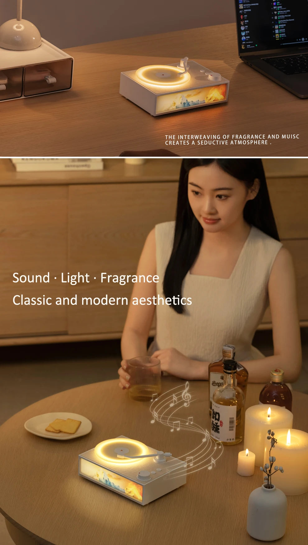 New creative aromatherapy combination film type bluetooth speaker and can be used as a bedside multifunction night light tableandwalllamps