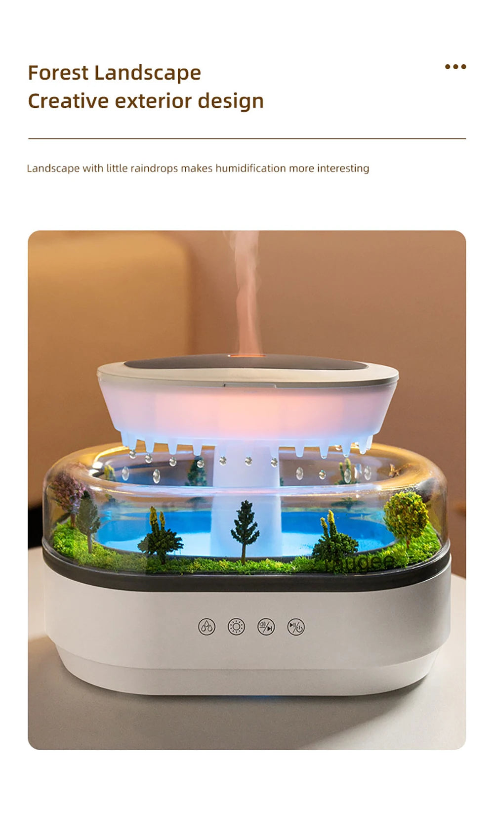 Aroma Humidifier Fragrance Diffuser Room Essential Oil Diffuser Home Aromatherapy Air Humidifier with Colorful Light and Music tableandwalllamps