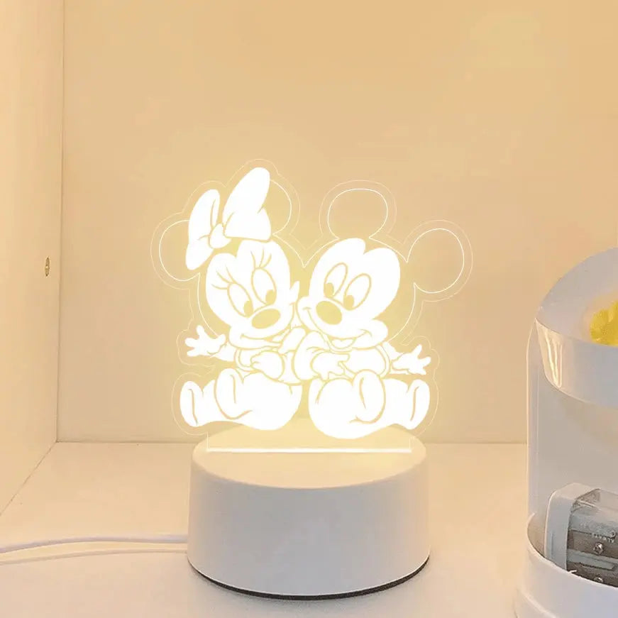 Disney Cartoon Mickey Minnie Mouse Ligthing Cute Ornament Night Light Bedroom Simple Led Lamp Creative Kids Gift tableandwalllamps