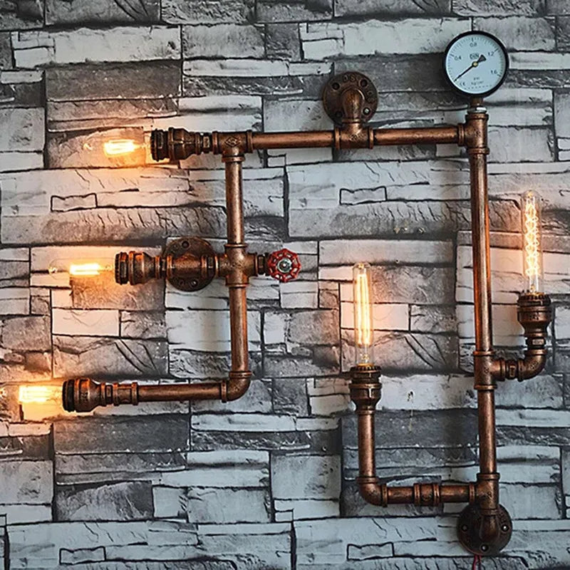 European Retro Wall Lamp Industrial Style Restaurant Bar Entrance Personalized Iron Art Water Pipe Decoration Lighting Fixtures tableandwalllamps