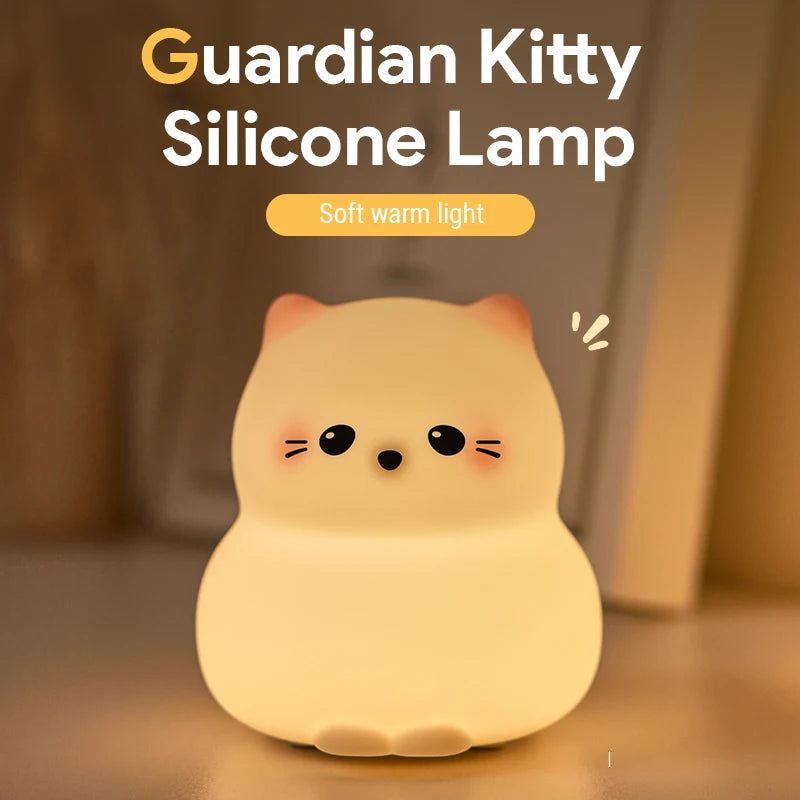 Cute Kitty Led Night Light Rechargeable Silicone Cat Table Lamp for Toddler Kids Room Bedroom Baby Nursery Lamp Birthday Gifts tableandwalllamps