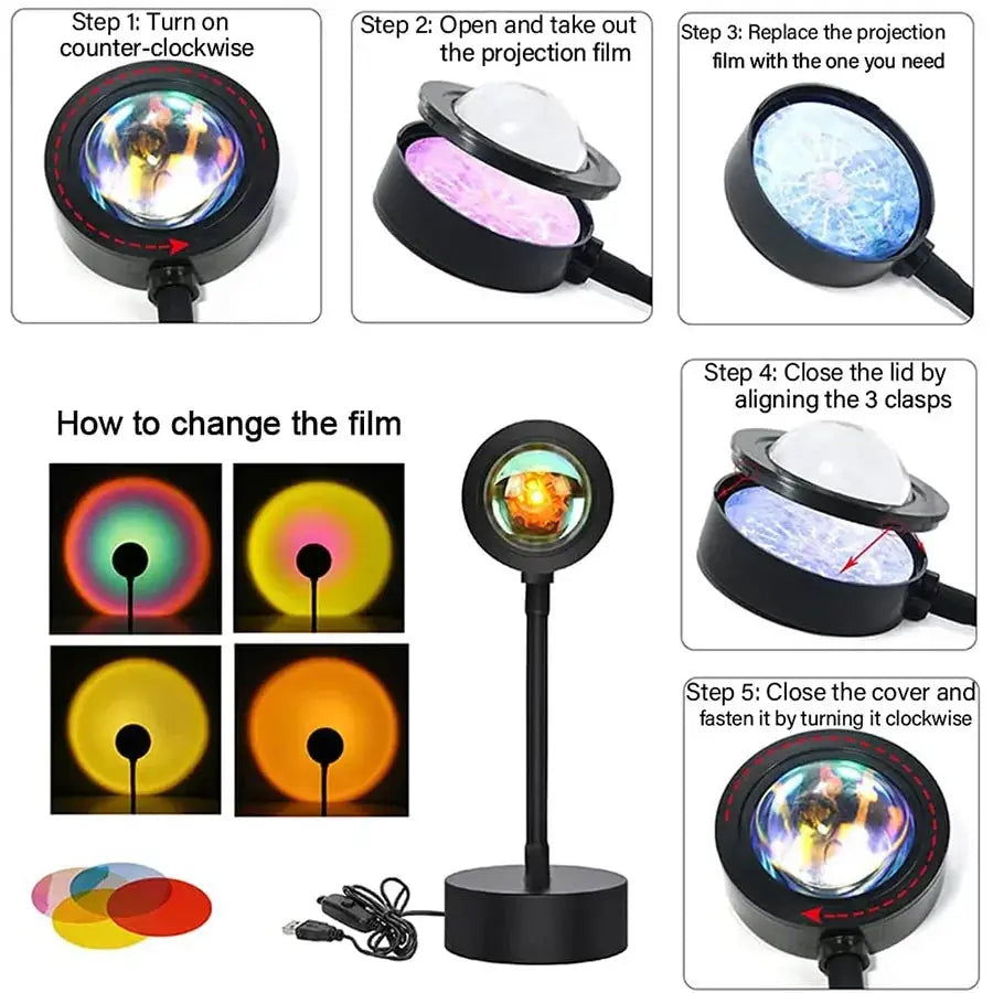 Tuya Smart Projector Night Lights Sunset RGB Atmosphere Night Lamp With Remote Controller For Gift Home Party Decoration tableandwalllamps