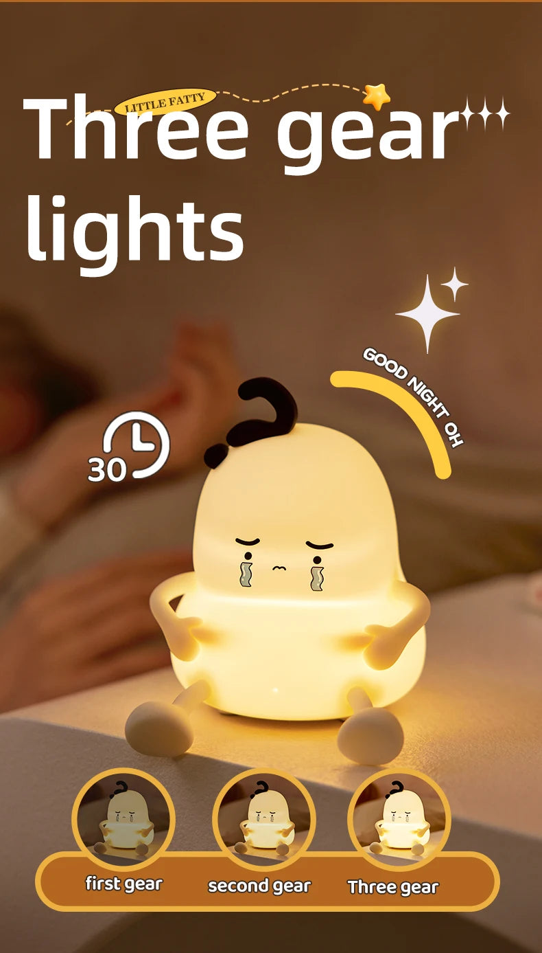 Cute Silicone Lamp Usb Rechargable Night Light 3 Modes Nightlight for Bedroom Home Decor Kids Birthday Giftr tableandwalllamps