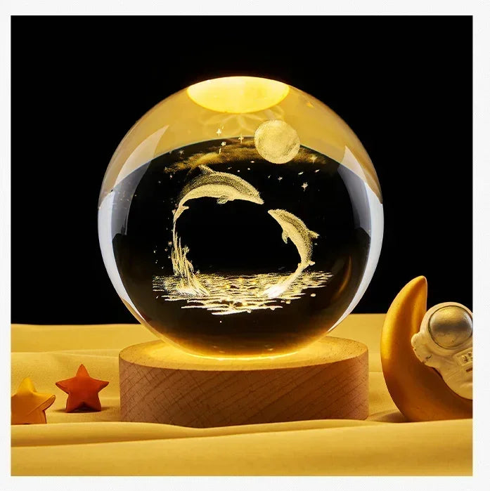 3D Crystal Lights Lamp Glowing Planetary Galaxy Night Light Crystal Ball Night Lights Bedside Light Home Decor Christmas Gift tableandwalllamps