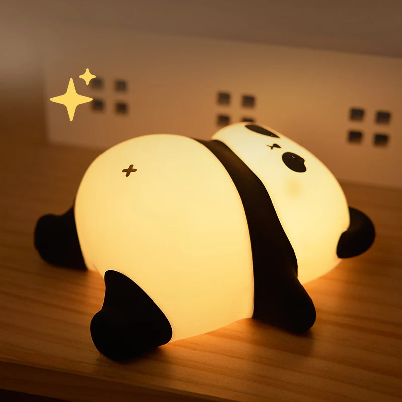 Panda LED Night Light Cute Silicone Lamp Baby Nursery Touch Sensor Nightlight Rechargeable with 3 Warm Light for Wholesale tableandwalllamps