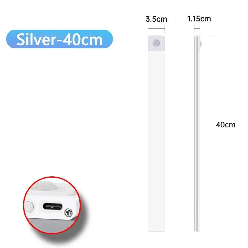 LED Cabinet Light USB Type-C Rechargeable Motion Sensor Led Lamp for Kitchen Wardrobe Cabinet Lighting 20cm/30cm/40cm/50cm/60cm tableandwalllamps