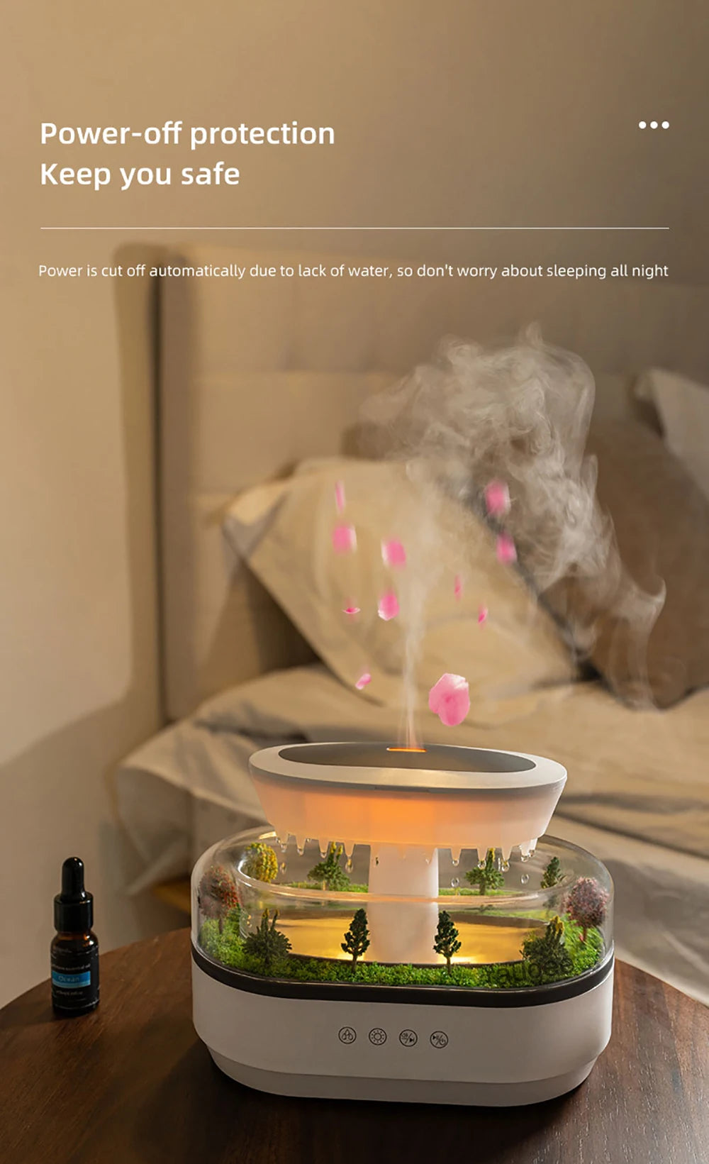 Aroma Humidifier Fragrance Diffuser Room Essential Oil Diffuser Home Aromatherapy Air Humidifier with Colorful Light and Music tableandwalllamps