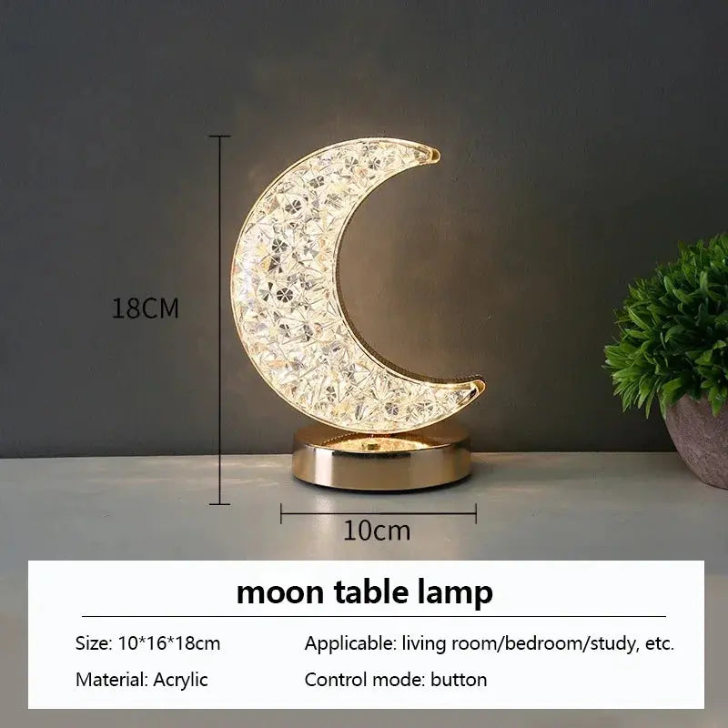 Nordic Luxury Bedroom Lamp Acrylic Crystal Star Bedside Table Lamp Romantic Atmosphere Lamp Recharge Touch Switch Night Lights tableandwalllamps