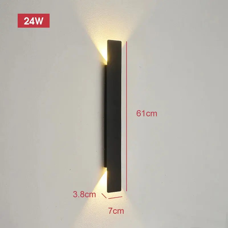 Outdoor Waterproof Wall Lamps Strip Aluminum Wall Lights 18W LED Black Wall Lamp Bedroom Exterior Outdoor Lighting Fixtures tableandwalllamps