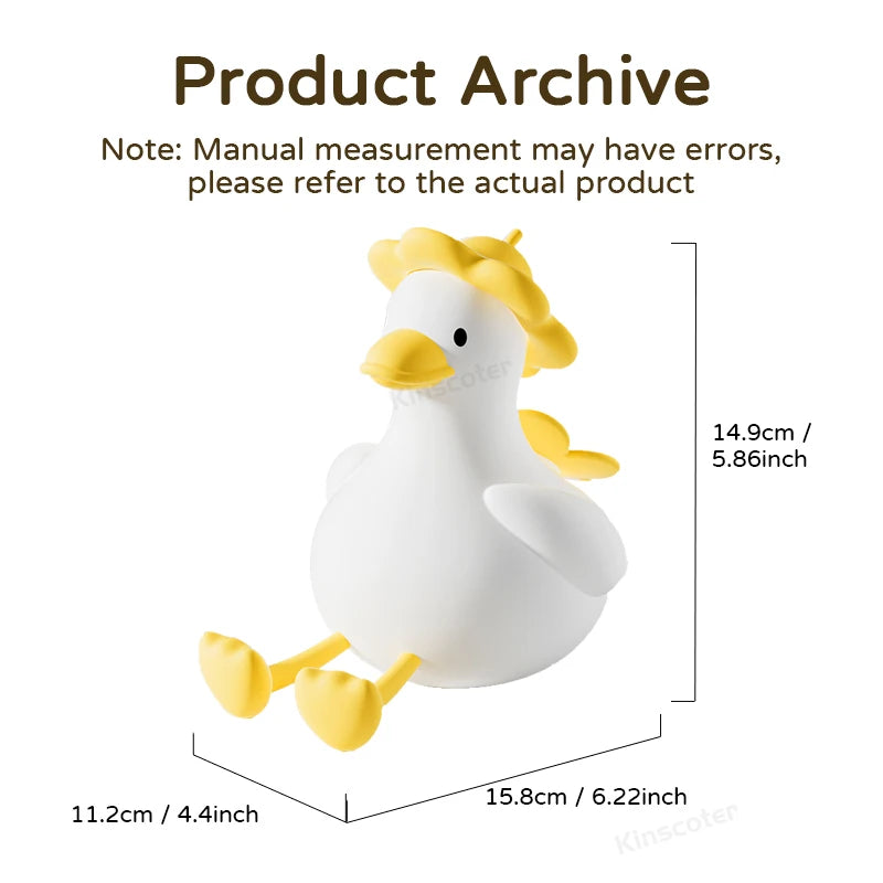 Cute Duck Night Light Bedside Desk Pat Touch Silicone Night Lamp Dimmable Baby Kids Room Decor Ambient Lighting Birthday Gifts tableandwalllamps