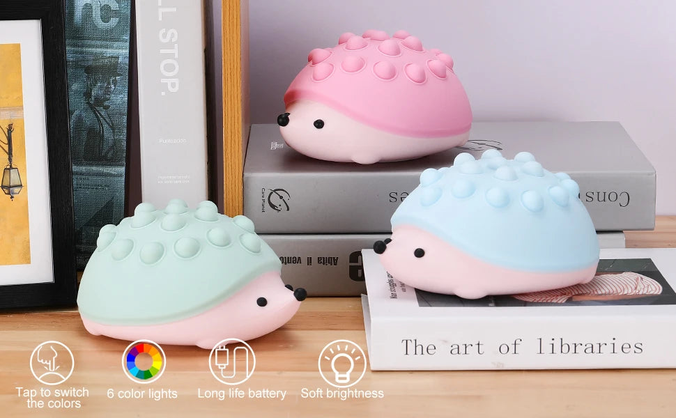 Office Decompression Toy Night Light Cute Hedgehog Colorful Eye Protection Baby Bedroom Nursing Lamp Creative Gift Child Friend tableandwalllamps