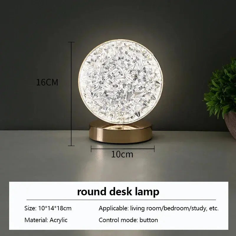 Nordic Luxury Bedroom Lamp Acrylic Crystal Star Bedside Table Lamp Romantic Atmosphere Lamp Recharge Touch Switch Night Lights tableandwalllamps