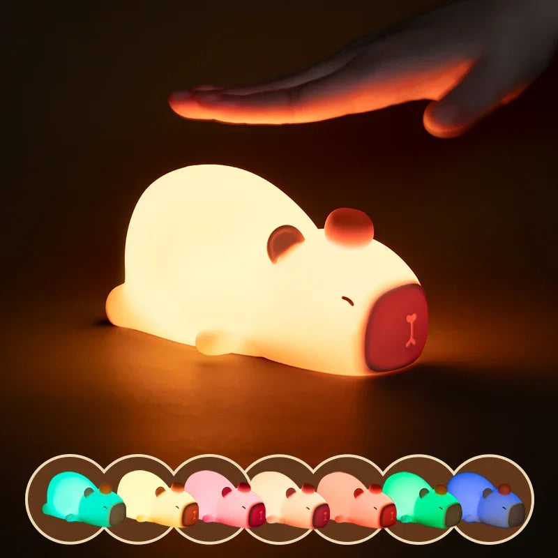 Cute Capybara Night Light Rechargable Digital Alarm Clock Night Lamp Touch Snooze Desktop Table Light for Gift tableandwalllamps