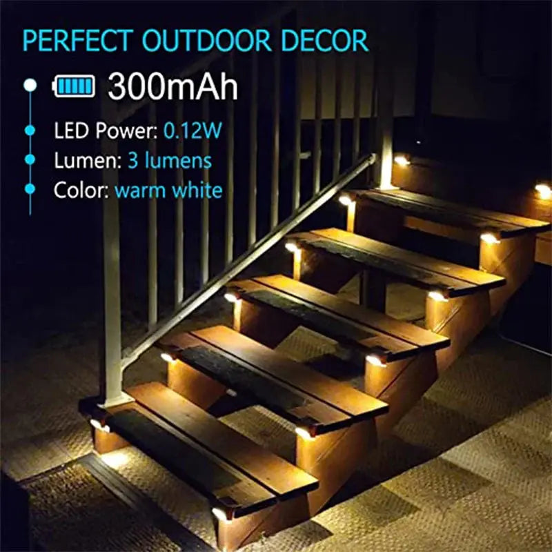 Warm White LED Solar Step Lamp Path Stair Outdoor Garden Lights Waterproof Balcony Light Decoration for Patio Stair Fence Light tableandwalllamps