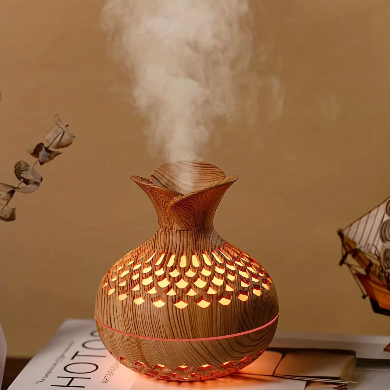 300ml wooden vase colorful light Cool Mist Air Humidifier Aromatherapy essential oil Diffuser usb mini Humidificador tableandwalllamps