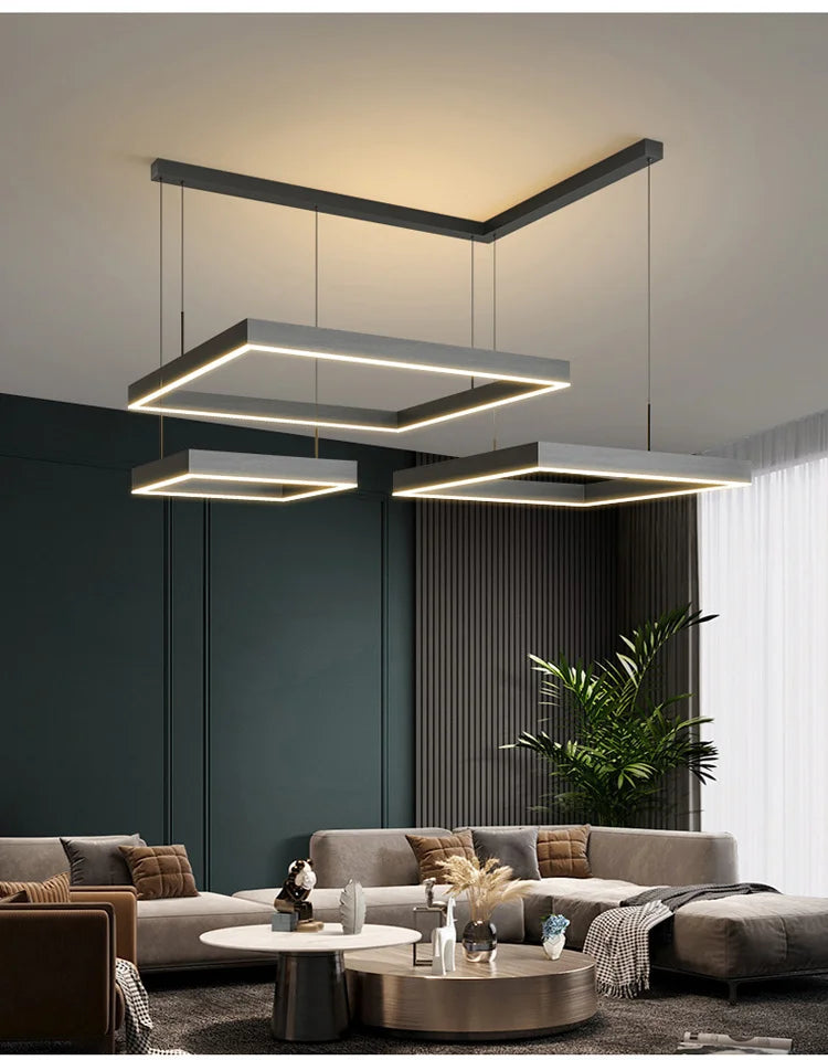 New modern Ceiling chandelier living room concise pendent lamp  dining room square Nordic lamps led Ceiling living room lights