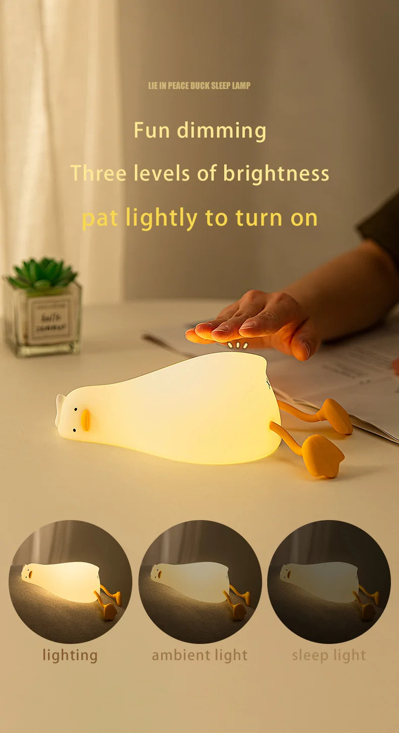 LED Night Lights Cute Rabbit Duck Silicone Lamp USB Rechargeable Desk Light Bedside Decor Kids Baby nightlight Birthday Gift tableandwalllamps