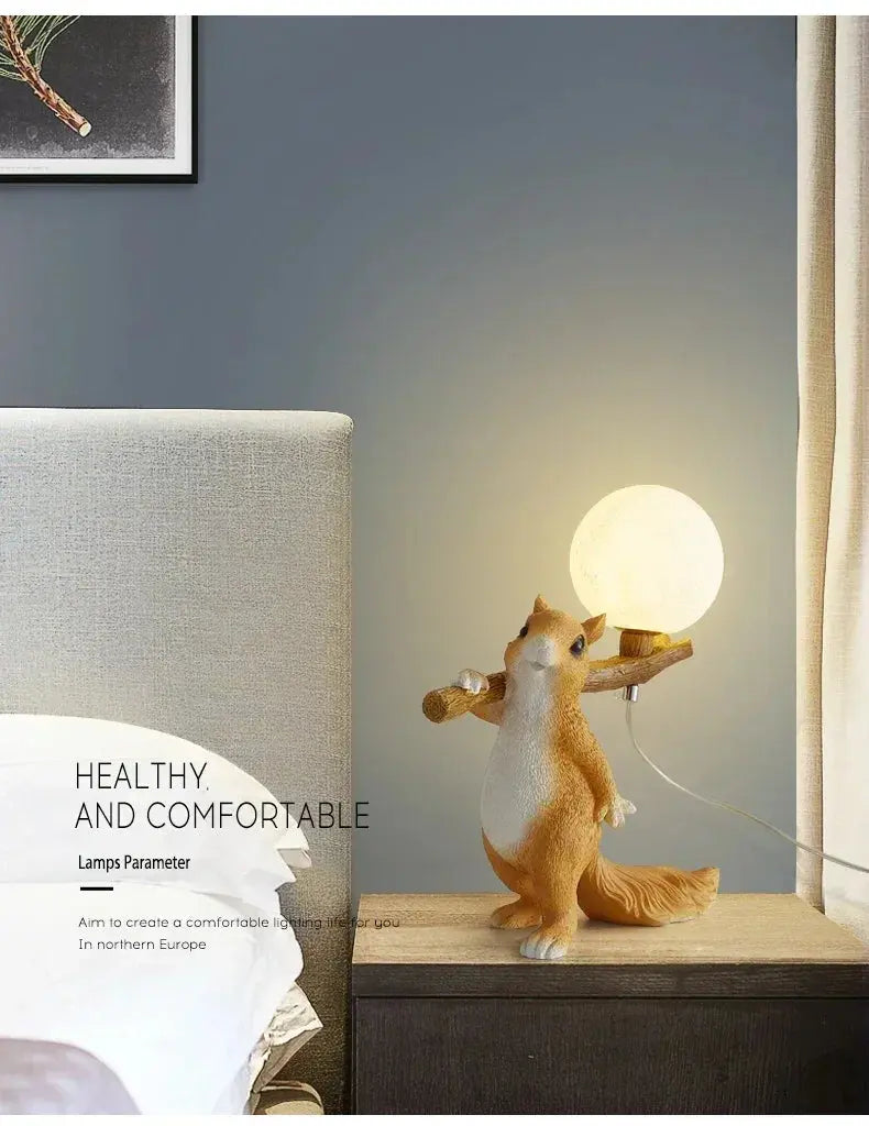 Bedside Lamp Table Lamp Children Desk Lamps Nordic Modern Creative for Living Room Bedroom Cute Decoration Squirrel Cartoon LED tableandwalllamps