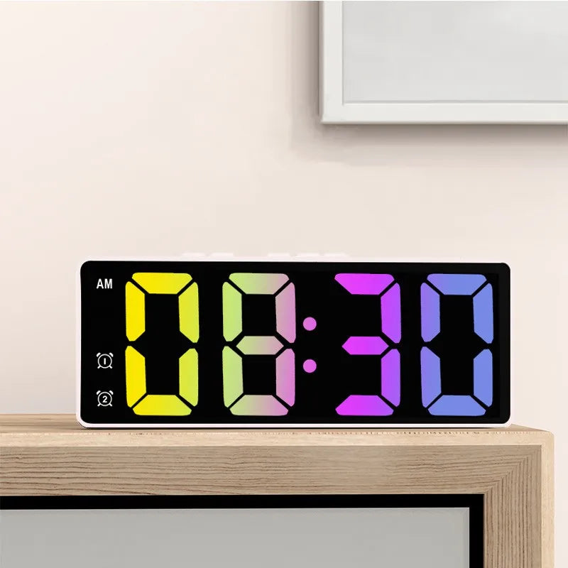 LED Alarm Clock Electronic Student Digital Clock Voice Control Dual Snooze 12/24H Dual Alarms Temperature Mute Table Clock tableandwalllamps