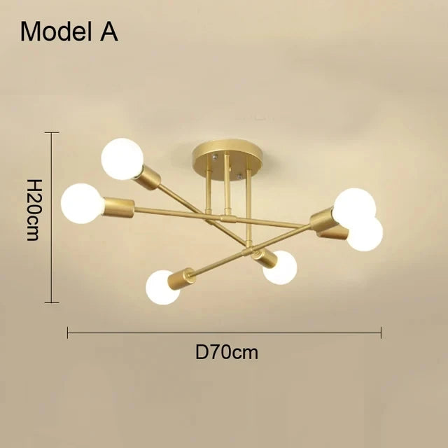 Nordic Minimalist Pendant Light Ceiling Lamp LED Chandelier Suitable for Bedrooms Living Rooms Black Gold Lighting Decoration