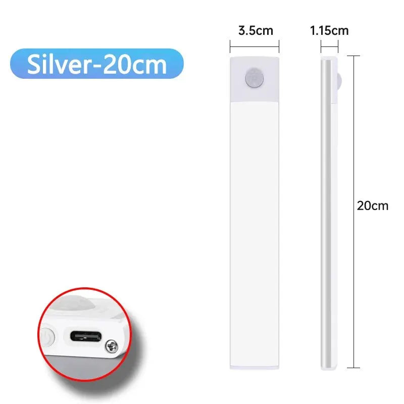 LED Cabinet Light USB Type-C Rechargeable Motion Sensor Led Lamp for Kitchen Wardrobe Cabinet Lighting 20cm/30cm/40cm/50cm/60cm tableandwalllamps