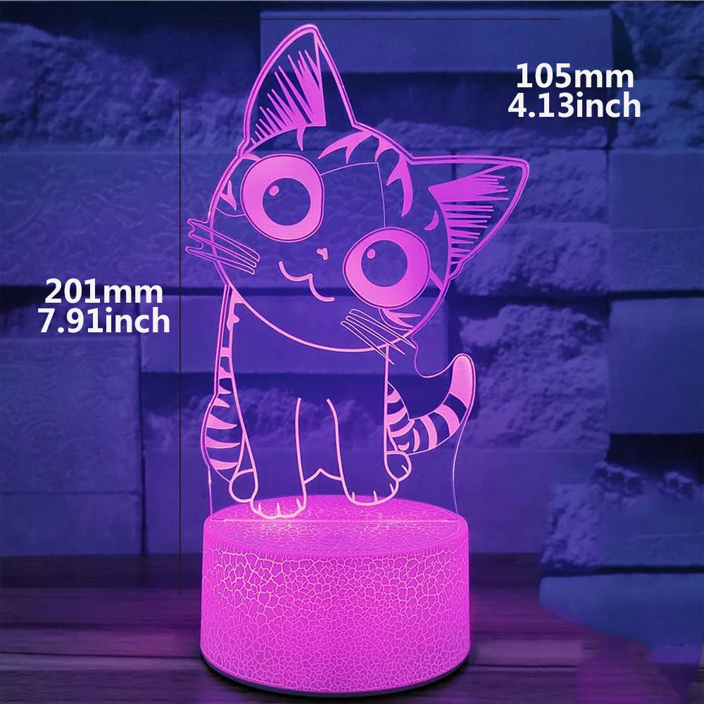 Cat Funny  3D Led Room Decor For Boys Birthday Christmas Gifts Kids Toys tableandwalllamps