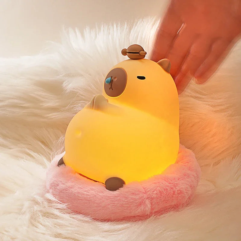 Cute Capybara Night Light Rechargable Digital Alarm Clock Night Lamp Touch Snooze Desktop Table Light for Gift tableandwalllamps