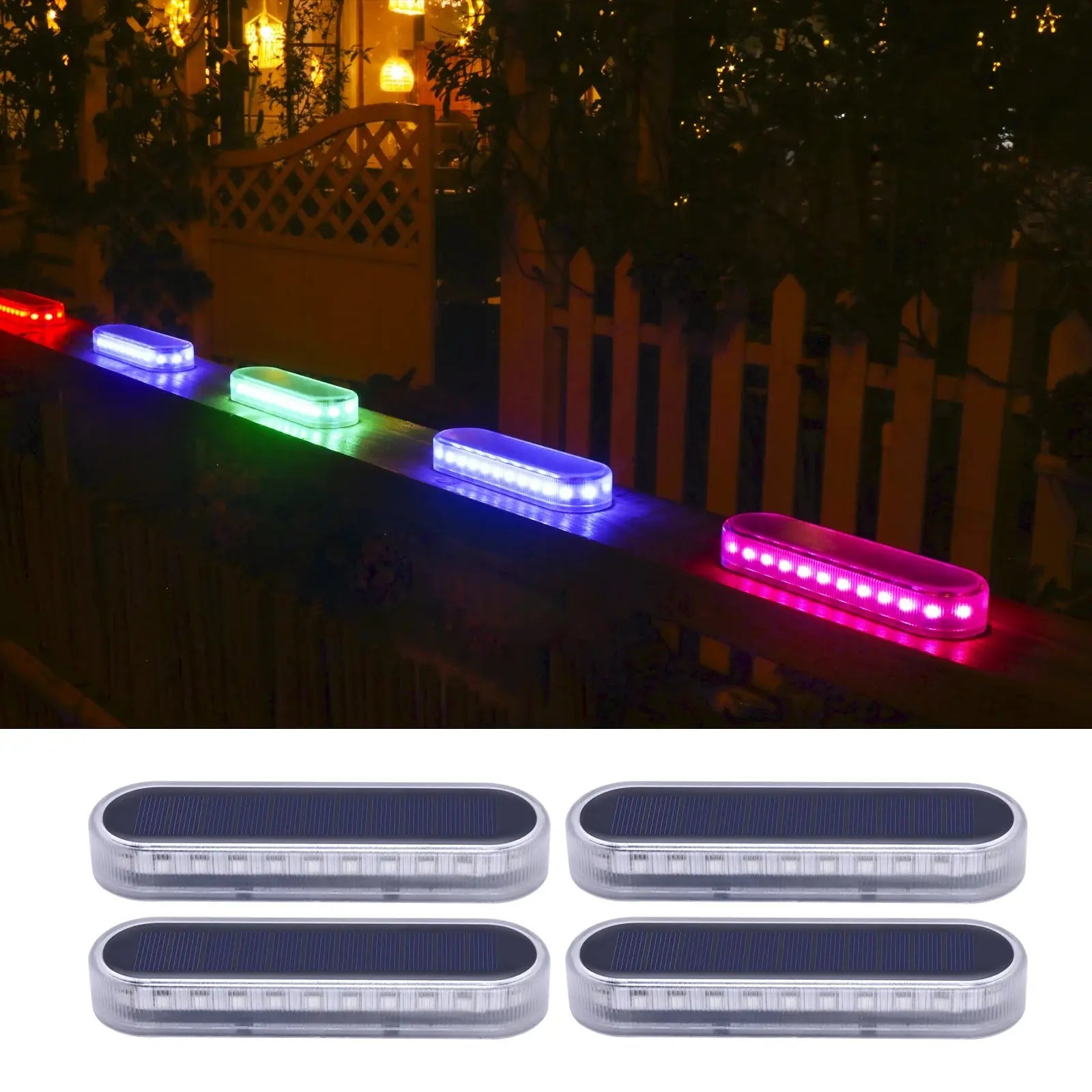 RGB Solar Step Lights Outdoor Solar Path Garden Light Waterproof IP68 Solar Deck Lamp Decoration for Patio Stair Fence Courtyard tableandwalllamps